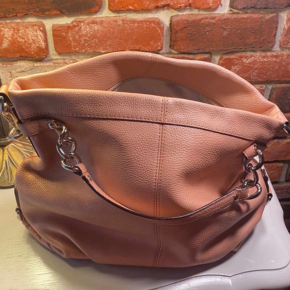 Coach Pebbled Leather Shoulder Bag in Dusty Rose